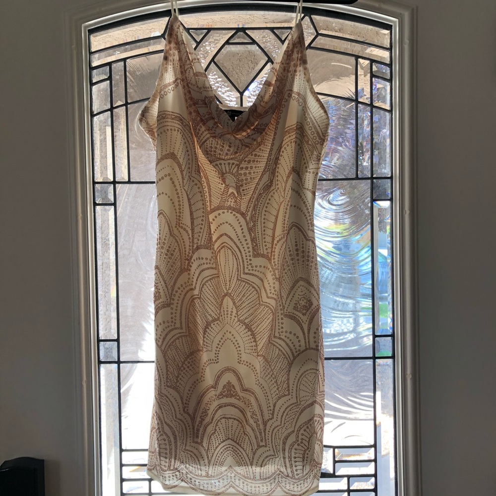 Ivory and rose gold glitter dress in large